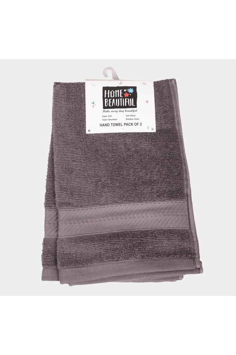 Home Beautiful 380 GSM Dark Grey Cotton Hand Towel - (M3161)