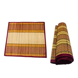 Ashan Traditional Handwoven Straw Mats – Foldable Floor Carpets for Home, Outdoor, Yoga, Picnic – Durable & Lightweight (Combo of 2, Multicolor)