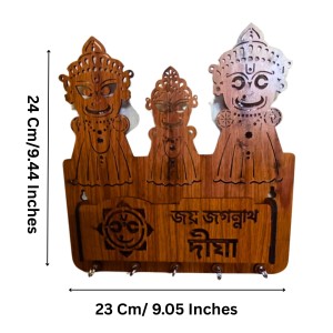 Handcrafted Wooden Key Holder for Wall | Decorative Key Stand with Hooks for Home & Office | Stylish Key Hanger Organizer (Wood Finish) (Deep Brown)