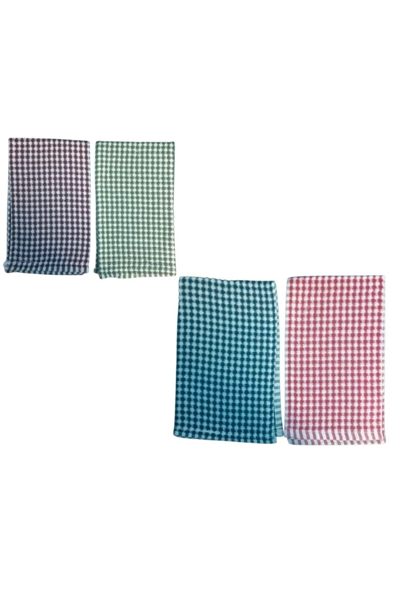 Houndstooth Pattern Hand Towels Set, Soft Absorbent Cotton Towels for Bathroom & Kitchen, Multicolor Checkered Design