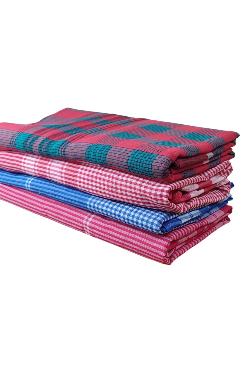 HiTechMart 100% Pure Cotton Gamcha Bath Towels, Traditional Bengal Gamosa, Lightweight, Quick-Dry & Skin-Friendly, Soft Absorbent for Men, Women & Baby, Ideal for Daily Usage (34 x 68 inch, Set of 4)