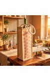 Eco-Friendly Jute Bottle Bag with Rope Handle – Reusable Burlap Wine Gift Bag for Champagne, Water & Beverage Bottles – Pink Floral Print (Pink Small flowers)