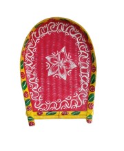 Handicrafts Bamboo Kulo Tray – Red Color Handmade & Hand-Painted Bamboo Soop/Basket for Puja, Home Decor, Storage & Gifting বাঁশের কুলো (13 x 18 inch)