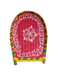 Handicrafts Bamboo Kulo Tray – Red Color Handmade & Hand-Painted Bamboo Soop/Basket for Puja, Home Decor, Storage & Gifting বাঁশের কুলো (13 x 18 inch)