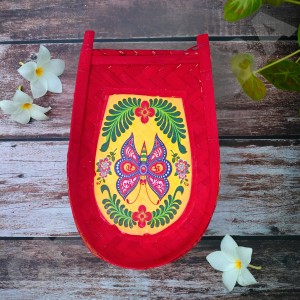 Hi Tech Sales Bengal Handicrafts Bamboo Kulo Tray &ndash; Handmade & Hand-Painted Bamboo Soop/Basket for Puja, Home Decor, Storage & Gifting | Eco-Friendly Traditional Bengali Tray বাঁশের কুলো 15*11 Inches