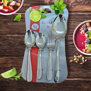 Hitech Sales Stainless Steel Spoons Set of 19, 6N Dessert Spoon + 6N Spoon + 6N Fork + 1N Serving Spoon 9 Premium Spoons for Home & Kitchen, Luxury Dinning Tableware Gift for House Warming
