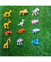 HI TECH Sales Mini Jungle Animal Toys Set – 12 Pcs Colorful Plastic Animal Figures for Kids – Educational Toy Set for Learning, Playtime, Cake Toppers, Party Favors & DIY Crafts