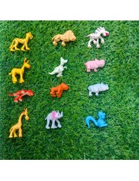 HI TECH Sales Mini Jungle Animal Toys Set – 12 Pcs Colorful Plastic Animal Figures for Kids – Educational Toy Set for Learning, Playtime, Cake Toppers, Party Favors & DIY Crafts