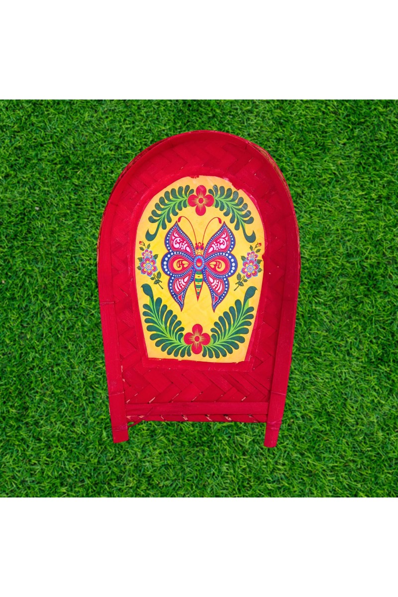 Hi Tech Sales Bengal Handicrafts Bamboo Kulo Tray &ndash; Handmade & Hand-Painted Bamboo Soop/Basket for Puja, Home Decor, Storage & Gifting | Eco-Friendly Traditional Bengali Tray বাঁশের কুলো 15*11 Inches