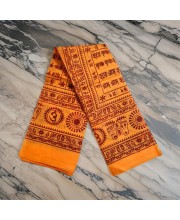 HiTechMart Namabali with Hare Krishna Print – Saffron Color Cotton Angavastram - Ram Naam Hindu Religious Cloth for Puja, Meditation & Spiritual Rituals