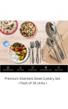 Hitech Sales Stainless Steel Spoons Set of 19, 6N Dessert Spoon + 6N Spoon + 6N Fork + 1N Serving Spoon 9 Premium Spoons for Home & Kitchen, Luxury Dinning Tableware Gift for House Warming