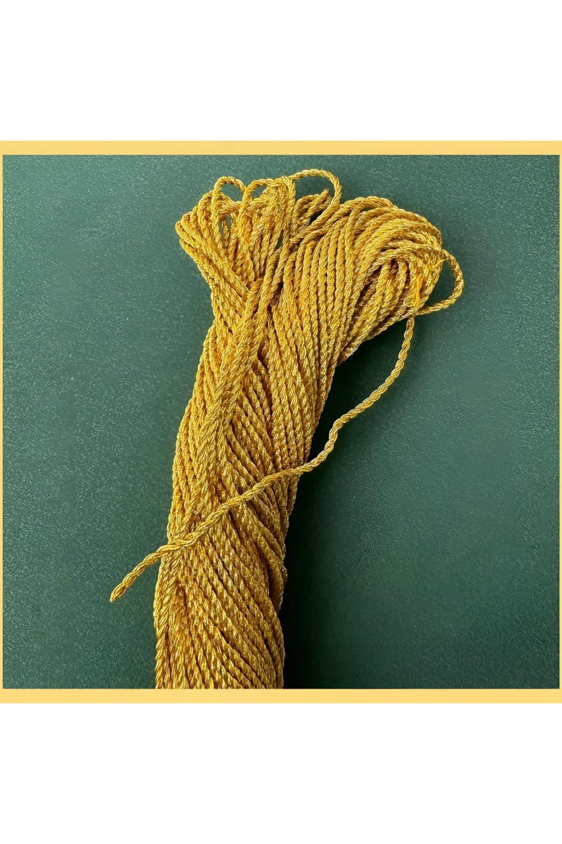 HiTechMart 1MM Thick Metallic Zari Threads for Jewellery Making, Bracelet Making, Zari Thread for Aari Work, Embroidery Work, Dori/Rope/Dhaga (Yellow Gold Color)