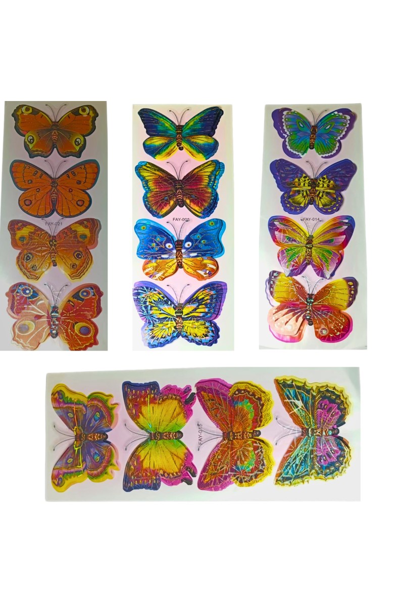 Decorative 8D Butterfly Wall Stickers – 4 PCS Realistic 3D Butterfly Decals for Bedroom, Living Room, Nursery, Home Decor – Removable, Waterproof, Easy to Apply (Multicolor) (4)
