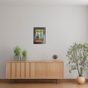 Hi Tech Sales Lord Vishnu Mata Laxmi And Pravu Ganesh Polystyrene Photo Frame for Wall Decor Home, Office, and Temple (Printed Photo, Pack of 1)