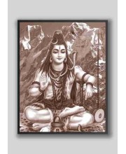 Evoke Divine Tranquility: Wood-Laminated Shiva Photo