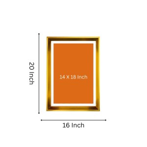 Lord Murugan,Sri Valli And Sri Devasena Golden Photo Frame - 16x20 Inches | Elegant Wooden Frame For Home, Office & Temple Decoration | Spiritual Wall & Table Decor And Gift Item (F9899)
