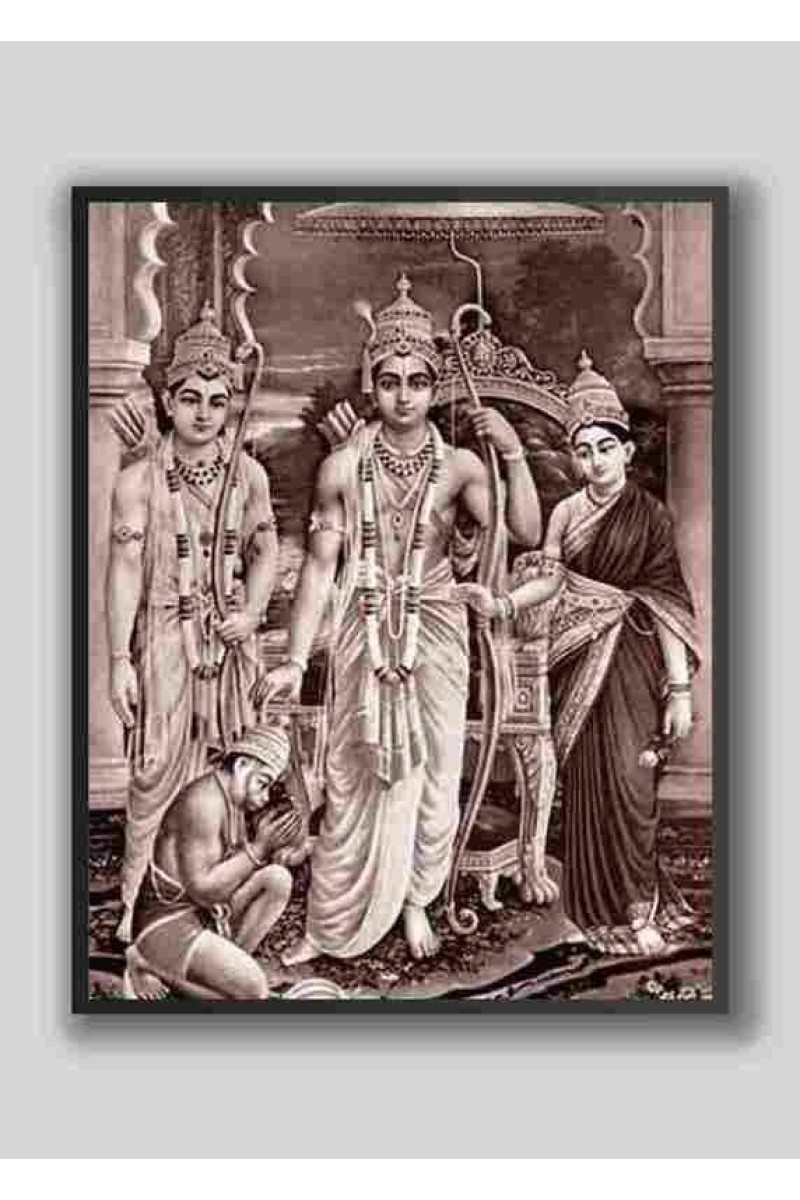 Ram Sita with Laxman Hanuman ji Wood laminated Photo Frame for Wall Hanging/Gift/Temple/puja Room/Home Decor