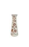 Ceramic Flower Vase for Home Decor | Handcrafted White Vase with Brown Floral Design | Decorative Tabletop & Floor Vase for Living Room, Office & Gifting