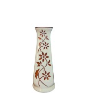 Ceramic Flower Vase for Home Decor | Handcrafted White Vase with Brown Floral Design | Decorative Tabletop & Floor Vase for Living Room, Office & Gifting