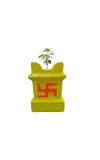HI TECH Sales Tulsi Ceramic Mandir | Traditional Tulsi Plant Pot with Om & Swastik Symbols | Sacred Hindu Planter for Home & Temple Use(Yellow)
