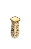 Ceramic Flower Vase for Home Decor | Handcrafted White Vase with Brown Floral Design | Decorative Tabletop & Floor Vase for Living Room, Office & Gifting