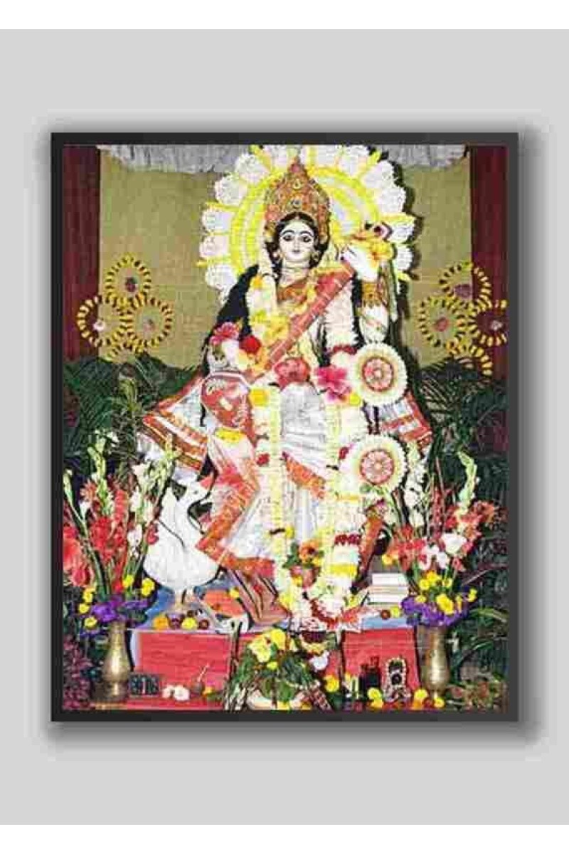 HI Tech Sales Saraswati Maa wood laminater Photo for wall hanging/gift/temple/puja room/home decor