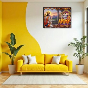 Lord RamSita,Lakshmana Laminated Photo - 9x11 Inches, Divine Blessings For Home & Office And Temple Decoration (F16066)
