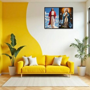 Jesus Christ-Our Lady Of Grace Laminated Photo - 7x9 Inches, Divine Blessings For Home & Office And Temple Decoration (F16391)