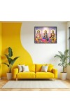 Lord Ganesha Maa Laxmi Sarswati Laminated Photo - 7x9 Inches, Divine Blessings For Home & Office And Temple Decoration (F16142)