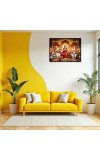 Lord Ganesha Maa Laxmi Sarswati Laminated Photo - 7x9 Inches, Divine Blessings For Home & Office And Temple Decoration (F16147)