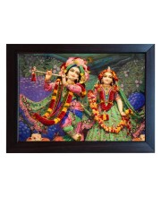 Hitech Religious Radha Krishna Beautiful Photo with Laminated photo frame for Wall, Temple, Outdoor Spaces Home Decor, gifts (Pvc Frame and Front - Glass, 8 x 6 inch)