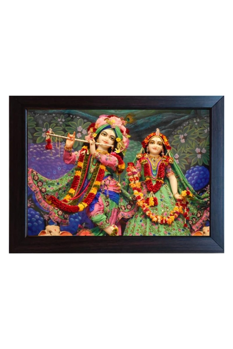 Hitech Religious Radha Krishna Beautiful Photo with Laminated photo frame for Wall, Temple, Outdoor Spaces Home Decor, gifts (Pvc Frame and Front - Glass, 8 x 6 inch)