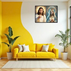 Esus Christ - Blessed Virgin Mary Laminated Photo - 9x11 Inches, Divine Blessings For Home & Office And Temple Decoration (F16434)