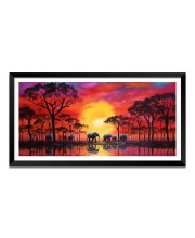 Nature Landscape Floating Frame Scenery Digital Print - (I5624) - 12x24 inch Modern Nature Wall Art for Living Room, Bedroom, Office, Hotels, Drawing Room