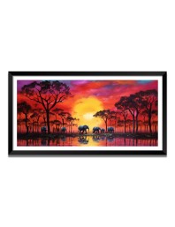Nature Landscape Floating Frame Scenery Digital Print - (I5624) - 24x48 inch Modern Nature Wall Art for Living Room, Bedroom, Office, Hotels, Drawing Room