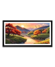 Nature Landscape Floating Frame Scenery Digital Print - (I5614) - 12x24 inch Modern Nature Wall Art for Living Room, Bedroom, Office, Hotels, Drawing Room