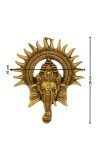 HiTechmart Brass Lord Ganesha Wall Hanging – Antique Finish Ganpati Face Sculpture with Sun Halo Design for Home Temple Decor, Office Entrance, Vastu & Spiritual Gifts – Handcrafted Indian Art