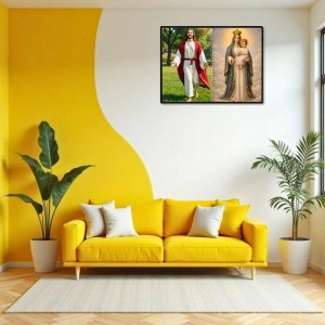 Jesus Christ - Virgin Mary Laminated Photo - 7x9 Inches, Divine Blessings For Home & Office And Temple Decoration (F16400)