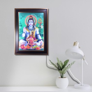 HiTechMart Lord Shiva with Shivling LED Photo Frame – Divine Wall Decor with Light, Hindu Religious God Picture for Home Temple, Pooja Room, or Gift – 12x18 Inch