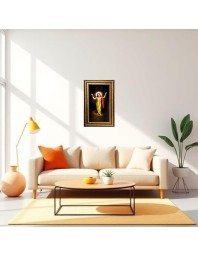 Sri Chaitanya Mahaprabhu Digital Golden Balck Color Photo Frame | Hindu Religious Wall Decor | 12x18 Inches - Inspirational Wall Art For Office, Home Decor - Ideal Spiritual Gift (F16779)