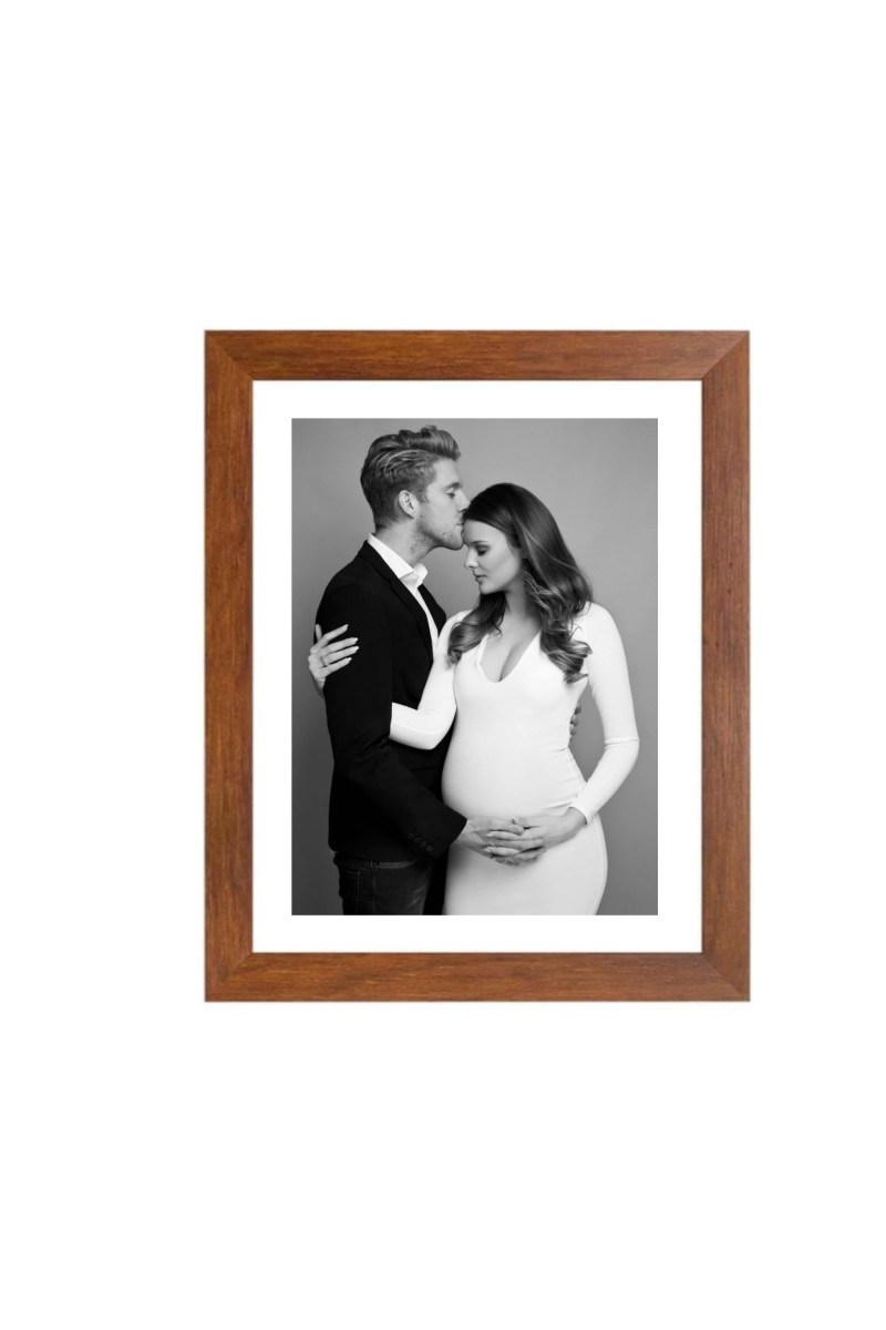 Black and White Photo of Expecting Couple | Husband, Wife, and Baby Bump Portrait | Romantic and Classic Family Wall Art |