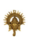 HiTechmart Brass Lord Ganesha Wall Hanging – Antique Finish Ganpati Face Sculpture with Sun Halo Design for Home Temple Decor, Office Entrance, Vastu & Spiritual Gifts – Handcrafted Indian Art