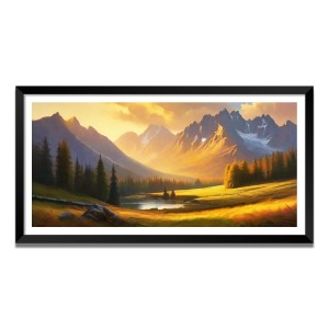Nature Landscape Floating Frame Scenery Digital Print - (I5687) - 18x36 inch Modern Nature Wall Art for Living Room, Bedroom, Office, Hotels, Drawing Room