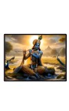 Lord Krishna Laminated Photo - 9x11 Inches, Divine Blessings For Home & Office And Temple Decoration (F16092)