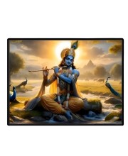 Lord Krishna Laminated Photo - 9x11 Inches, Divine Blessings For Home & Office And Temple Decoration (F16092)