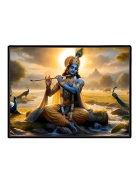 Lord Krishna Laminated Photo - 11x13 Inches, Divine Blessings For Home & Office And Temple Decoration (F16092)