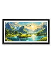 Nature Landscape Floating Frame Scenery Digital Print - (I5587) - 12x24 inch Modern Nature Wall Art for Living Room, Bedroom, Office, Hotels, Drawing Room