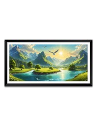 Nature Landscape Floating Frame Scenery Digital Print - (I5587) - 18x36 inch Modern Nature Wall Art for Living Room, Bedroom, Office, Hotels, Drawing Room