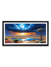 Nature Landscape Floating Frame Scenery Digital Print - (I5670) - 18x36 inch Modern Nature Wall Art for Living Room, Bedroom, Office, Hotels, Drawing Room