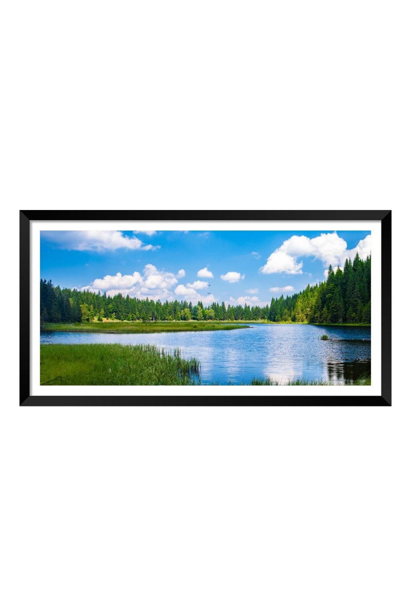 Nature Landscape Floating Frame Scenery Digital Print - (I5912) - 24x48 inch Modern Nature Wall Art for Living Room, Bedroom, Office, Hotels, Drawing Room